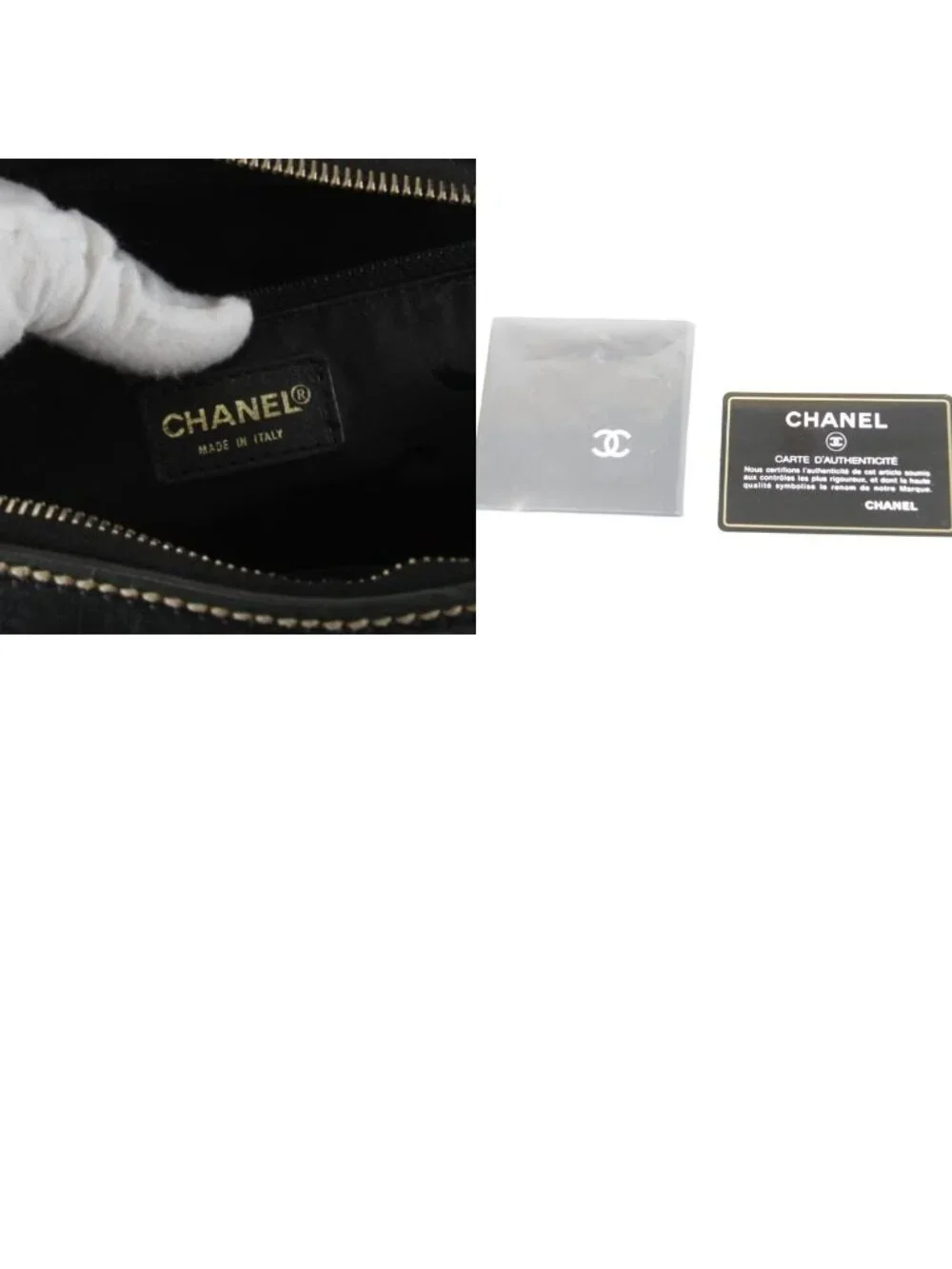 Chanel Wild Stitch Handle with Card Leather Black Handbag